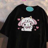 เสื้อยืดคอกลมเสื้อยืดแขนสั้น พิมพ์ลาย Sanrio Hello Kitty Cinnamoroll Kuromi แฟชั่นฤดูร้อน สําหรับผู้หญิง S-5XL