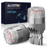 AUXITO 2x ไฟท้ายรถยนต์ T20 LED 7443 Canbus ไร้ข้อผิดพลาด W21สีแดงสดใส/หลอดไฟสำรอง LED 5W สำหรับเบรครถไฟจอดรถ Dunzheng9084295