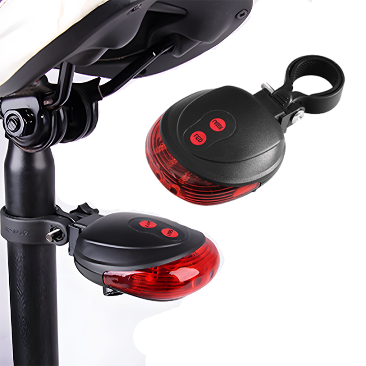 ไฟจักรยานสีแดงกันน้ำพร้อมไฟ-led-5ดวงและลำแสงเลเซอร์2ดวงเพื่อความปลอดภัยไฟท้ายจักรยานไฟเตือนท้ายไฟท้ายจักรยานจักรยาน