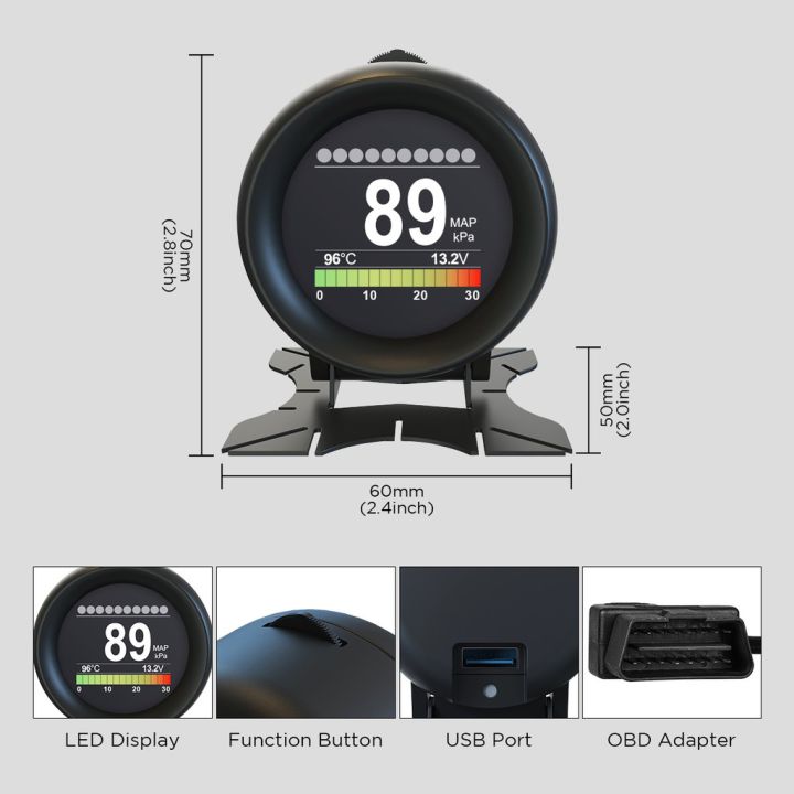 autool-x60-สมาร์ทเกจ-obd2-hud-psi-มาตรวัดความเร็ว-วัดอุณหภูมิน้ำ-เครื่องวัดกังหัน-ตรวจสอบข้อผิดพลาด-แบบดิจิตอล-obd2-smart-gauge-digital-meter-display