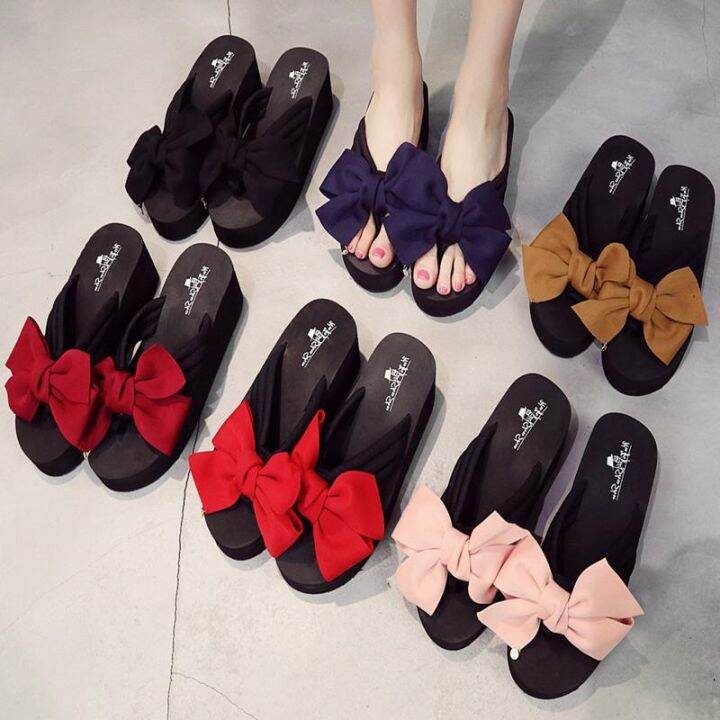 ruyi-outside-manufacturers-wholesale-thick-soles-slippers-female-xia-bowknot-flip-flops-beach-shoes-fashionable-wedge-sandals