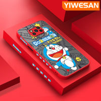 YIWESAN เคสสำหรับ Xiaomi X3 POCO X3 NFC X3 Pro X3 GT มีน้ำค้างแข็งโปร่งใสการ์ตูนโดราเอมอนน่ารักลายขอบสี่เหลี่ยมด้านข้างแข็งลายกล้องปลอกซิลิโคนเคสนิ่มป้องกันการกระแทก