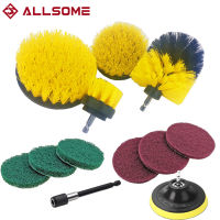 ALLSOME 12Pcs Electric Drill Cleaning Brush Scrub Pads Grout Power Drills Scrubber Brush Tub Cleaner Tools Kit HT2727