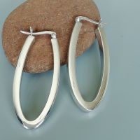 Sterling silver oval hoops | Long hoops | Casual hoops | Minimalist jewelry | Hoop earrings  | Silver jewelry | E1105