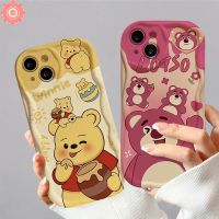 เคสสำหรับ Redmi 12 12C 9C 10 9 10A 10C 9A A1 A2 9T 9C NFC Note 11 12 10S 8 9 12Pro 11S 10 Pro Max Plus Mi 11 12 Lite Poco M3หมีน่ารักสตรอเบอร์รี่กรอบวินนี่เดอะพูห์การ์ตูน Lotso