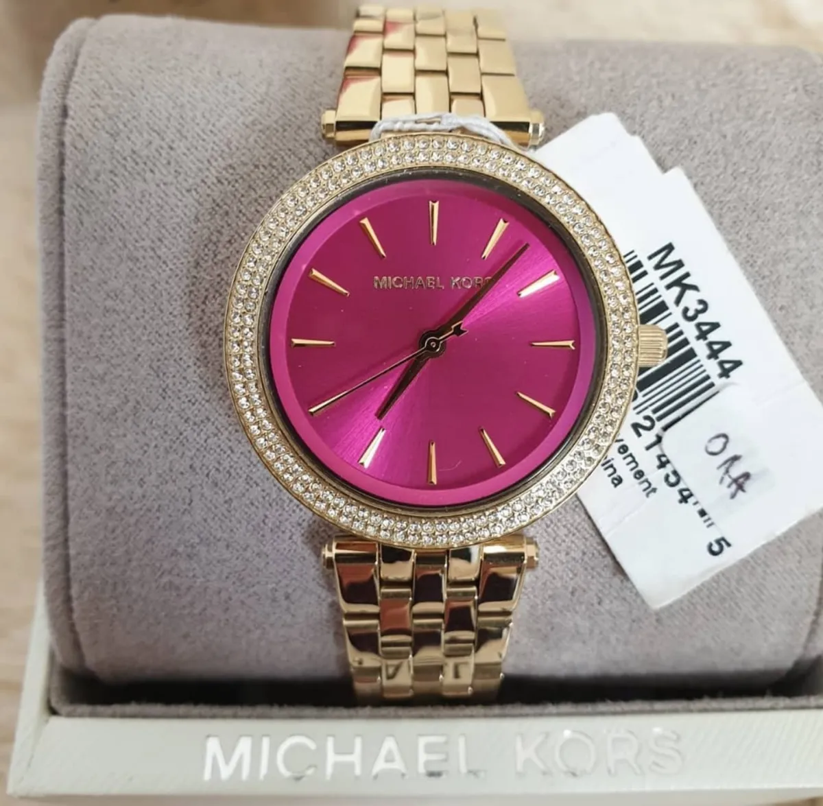 Original Michael Kors Mini Darci Fuchsia Dial Gold-Tone Ladies