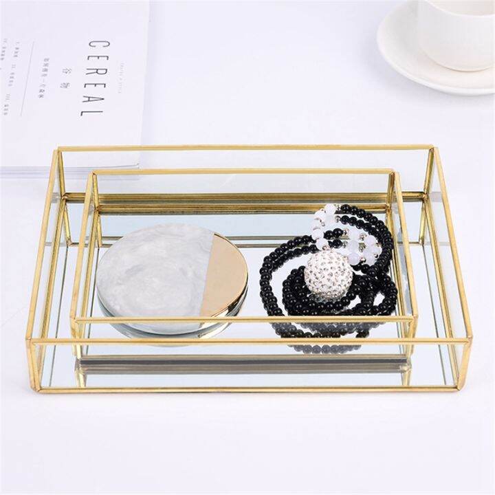 2-pcs-nordic-retro-storage-tray-gold-rectangle-glass-makeup-organizer-tray-dessert-plate-jewelry-display-home-kitchen-decor-s-amp-m