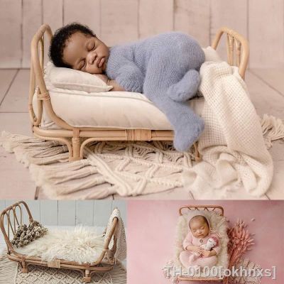 ◐☁ okhnxs New Born Photography Prop Bed Baby Rattan Basket Bebe Newborn Props Accessorie Studio