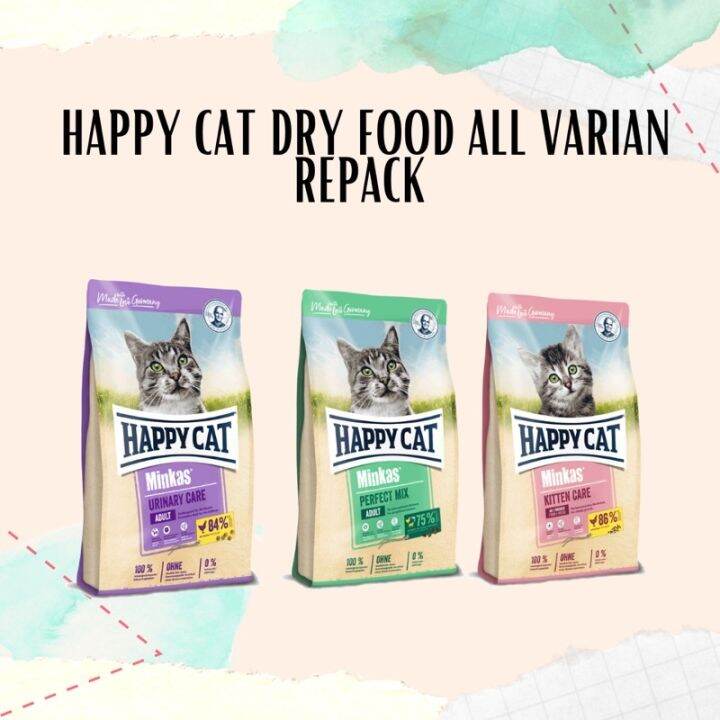HAPPY CAT DRY FOOD KITTEN CARE / URINARY / ADULT PERFECT MIX MAKANAN