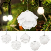 3PCS สีขาว Christmas Ball Christmas Tree แขวนจี้ดอกไม้โฟม Snow Balll Xmas ตกแต่งสำหรับ Home Natal ใหม่ปี2023