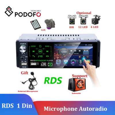 Podofo Autoradio1 Din Car Radio 4.1" Inch Touch Screen Stereo Multimedia MP5 Player Bluetooth RDS Support Micphone Subwoofer