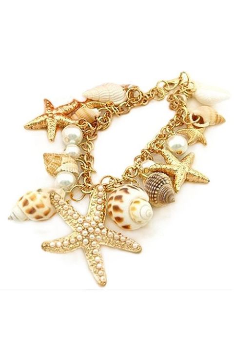 ocean-style-starfish-sea-star-conch-shell-chain-bracelet