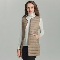 ZZOOI New Spring Women Long Vest Slim Sweet Vest Ultra Light Down Vest Jacket Sleeveless Waistcoat