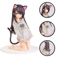 【CW】15CM Anime Character Xuzhi Lipka Figure Cute Cat Girl Kneeling Cat Ear Girl Pink Gray Box Figure Ornament Model