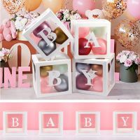Transparent Letter Baby Shower Box Birthday Wedding Custom Cube Balloon with Letter Box 1st Birthday Party Decorations Kids Balloons