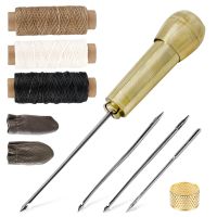 MIUSIE 12/30/50m Sewing Wax Threads Leather Awl Hand Stiching Sewing Awl Leather Craft Needle Kit Repairing Tool For Sewing Work