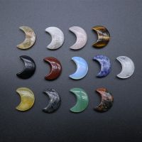 Natural Stone Crystal Spar Rough Stone Non-porous Moon Shape Home Decoration Small Ornaments Jewelry Exquisite Gifts Size 30mm