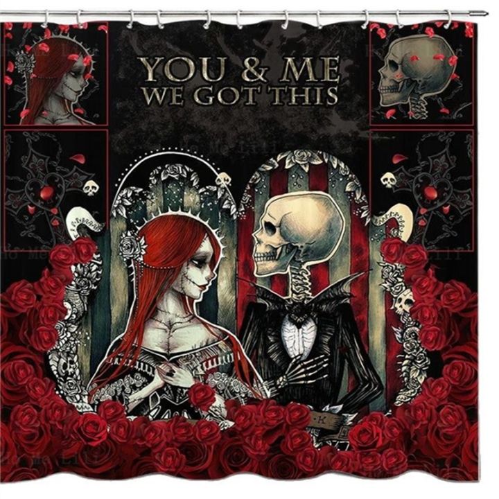 cw-scary-playing-drums-horror-graveyard-couple-shower-curtains