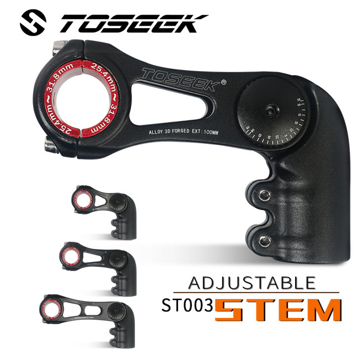 toseek-cod-อลูมิเนียมจักรยาน-handlebars-stem-bikes-อะไหล่ขี่จักรยานปรับ-45-ถึง-90-องศา-handlebar-calibre-25-4-31-8-มม-stem-แผนที่จักรยาน-mtb-stem-80-100-130-มม-สีดำ-matte-mtb-อุปกรณ์เสริม