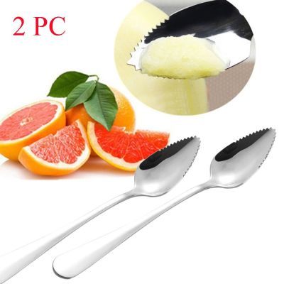 2PC Home Thick Stainless Steel Grapefruit Spoon Ice Cream Dessert Spoon Serrated Edge Fruit  Coffee Stirring Spoons Tea Spoons Cooking Utensils
