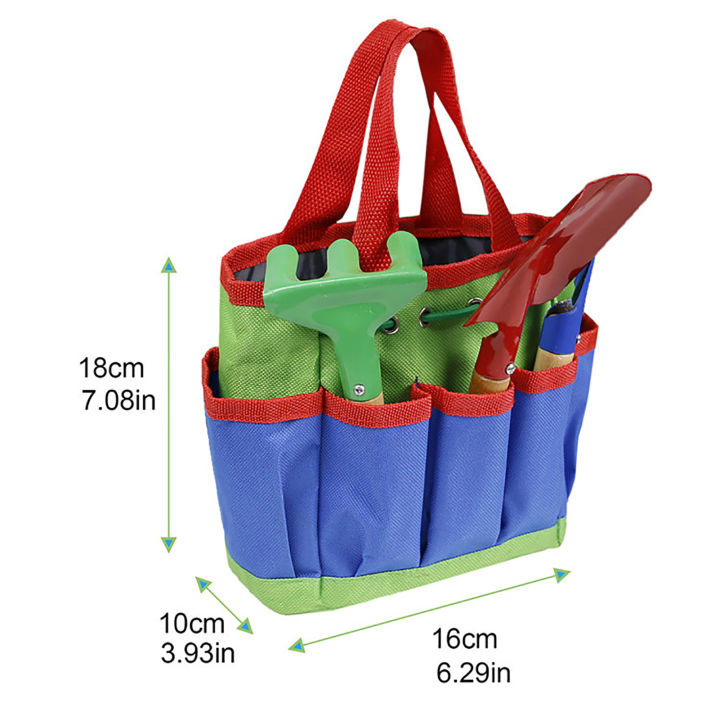 กระเป๋าเก็บของเครื่องมือทำสวนเด็กหลากสีทนทานต่อการฉีกขาดสำหรับสวนแบบกระเป๋าเก็บของ