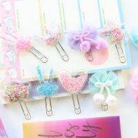 Domikee cute creative bow-knot series Korean school student paper clips candy sequins memo clips bookmark stationery supplies