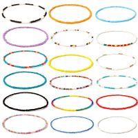 【CC】 Bohemia Small Glass Beaded Necklace Multicolor Short Chokers Necklaces Neck Jewelry 40cm