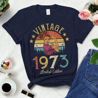 วินเทจย้อนยุค1973 Limited Edition ฤดูร้อนแฟชั่นชุดผู้หญิงเสื้อ T 49th 49ปีงานเลี้ยงวันเกิดสุภาพสตรีเสื้อผ้าเสื้อยืด