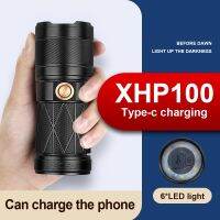 Torch Light Powerful XHP100ที่มีประสิทธิภาพไฟฉายLedไฟฉายยุทธวิธีไฟฉายชาร์จแฟลชไฟฉายUsbไฟทำงาน LED Searchlight