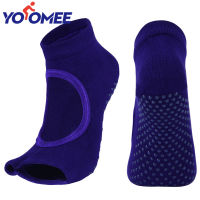 Yoomee 1 Pair Women Anti Slip Yoga Socks Two Toe Sport Cotton Pilates Sock Ventilation Quick-Dry Ballet Professional Dance Sock