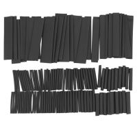 127Pcs Black Glue Weatherproof Heat Shrink Sleeving Tubing Tube Assortment Kit Cable Management