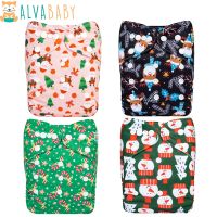 U Pick ALVABABY Christmas Theme Baby Pocket Diaper Reusable Baby Cloth Diaper With 1Pc Microfiber Insert