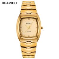 BOAMIGO men quartz watch luxury men dress watches gold stainless steel wristwatches 2017 rhinestone gift clock relogio masculino