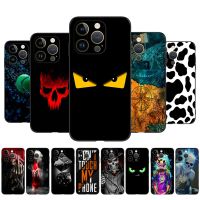 For iPhone 15 Pro Case For iPhone 15 Pro Max Phone Back Cover Soft Silicone Protective Black Tpu Case skull funda