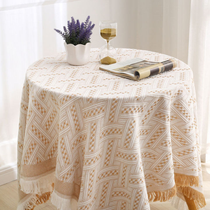 hot-ผ้าปูโต๊ะทรงกลมถักหนาเบาหรูหราผ้าปูโต๊ะผ้าปูโต๊ะโต๊ะกาแฟย้อนยุคผ้าคลุมโต๊ะแบบฝรั่งเศส-ins-ผ้าปูโต๊ะลม