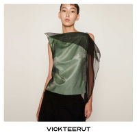 VICKTEERUT (ราคาปกติ 6,650-.) Spaghetti Strap Blouse with Frilled  Detailเสื้อสายเดี่ยว ตกแต่งระบายชีฟอง DRY CLEAN ONLY