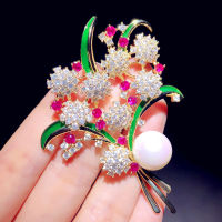 Brooches For Women Gorgeous jewelry Floral Design Silver Pearl Crystal Brooch for Engagement Wedding Party Accessories Fine Gift