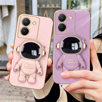 เคสมือจับสำหรับโทรศัพท์มือถือนักบินอวกาศสำหรับ VIVO Y27 5G เคส TPU นุ่มโลหะด้วยไฟฟ้าสุดหรู + ตัวยึด