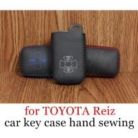 ◐┅☽ Only Red factory price sale nice Case car key case Hand sewing car key cover DIY car styling Genuine leather fit for TOYOTA Reiz