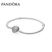 Pandoraˉ bracelets 590743CZ glittering heart-shaped pavé buckle 925 silver bracelet romantic DIY jewelry women Pandoraˉ Charms and Charm Bracelet