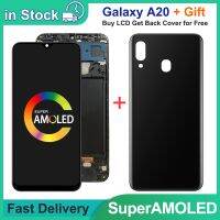 6.4Super AMOLED For Samsung Galaxy A20 A205 SM-A205F LCD Display Touch Screen With A20 Battery Cover For A205FN A205GN Display