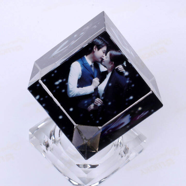 diy-rotating-square-shaped-crystal-photo-frame-customized-color-printing-picture-frames-glass-personalized-gleamy-gifts