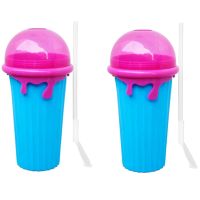 2 Pcs 500ML Ice Cup Freeze Magic Squeeze Cup Cooling Maker Cup Freeze Mug Milkshake Smoothie Mug