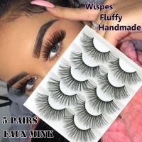 YOKE SKONHED 5 Pairs เครื่องมือแต่งหน้าตา Wispy Flared ธรรมชาติยาว 6D Faux Mink Hair ต่อขนตา Crisscross ขนตาปลอม