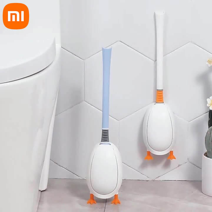 xiaomi-หัวซิลิโคนดำน้ำเป็ดห้องน้ำชุดแปรงติดผนังชั้นยืนด้ามยาวห้องน้ำทำความสะอาดลึกอุปกรณ์-tpr