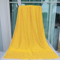 ผ้าขนหนูสีเหลือง Cotton100% ผ้าเช็ดตัว เนื้อผ้านุ่ม ทอลายเรียบร้อย ขนาด 70 × 140 cm.ผ้าขนหนู ซับน้ำดี ผ้าไม่เป็นขุย