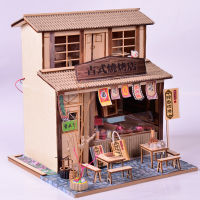 Diy Doll House Chinese Ancient Architecture Handmade Mini Wooden House With Lamp Assembly Model Creative Gift