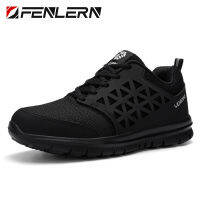 FENLERN Men Work Safety Shoes Indestructible Steel Toe Cap Anti-Smashing Puncture-Proof Breathable Construction Sneakers