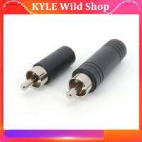 KYLE Wild Shop 1Pcs RCA Male Plug to 6.35mm 6.5mm to 3.5mm 3Pole Stereo Female Jack Adapter 6.35 3.5 Audio M/F Connector Black