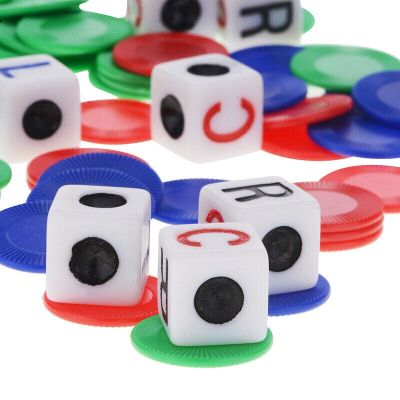 ；。‘【； Mayitr 1Set Random Color LCR Game Toys Left Center Right Dice Sealed Tube With Chips For Party Friends Family Play Dices
